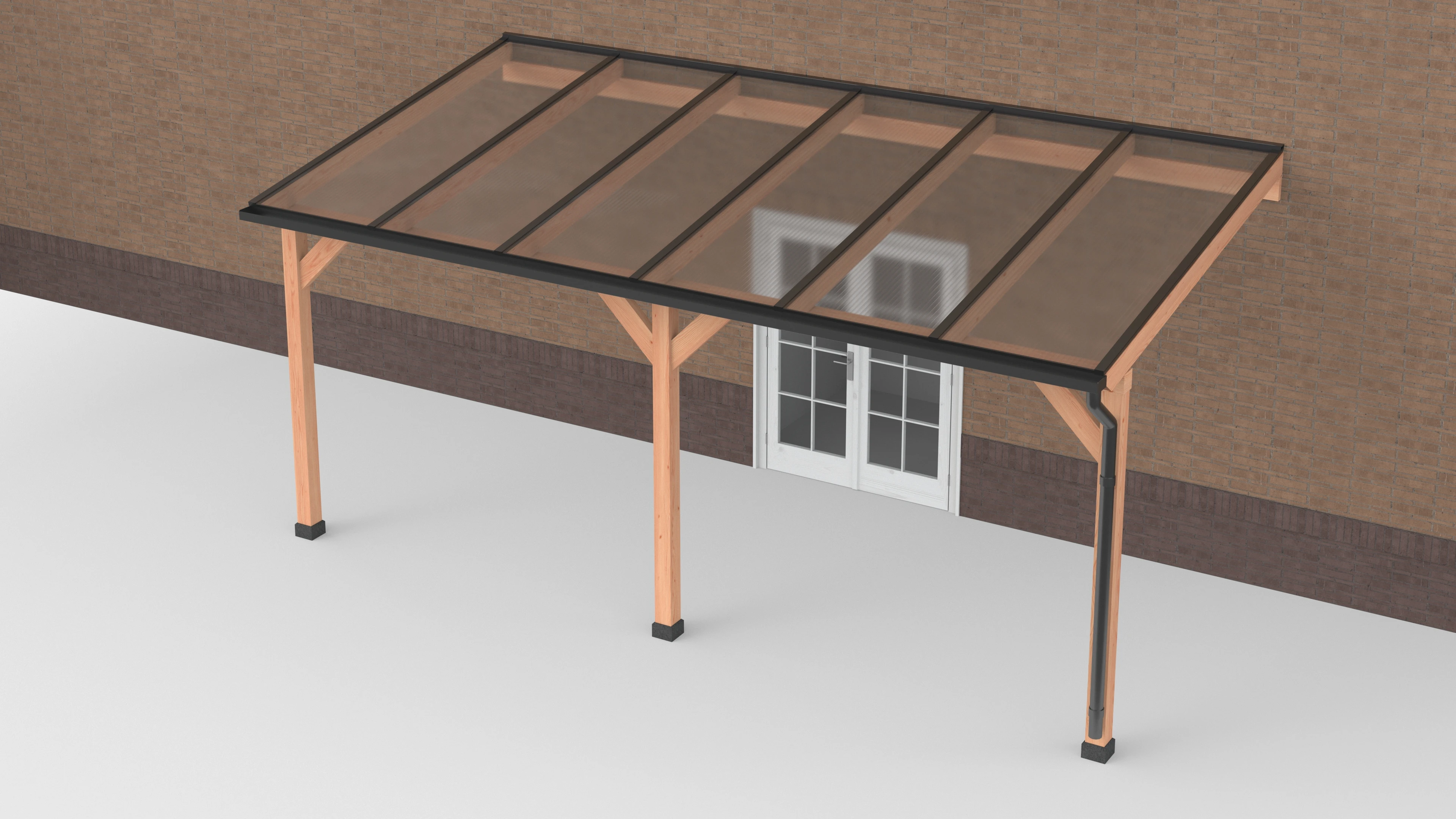Douglas Terrasoverkapping Geschaafd Zwart Polycarbonaat Helder - 600 x 300 cm - Afbeelding 1
